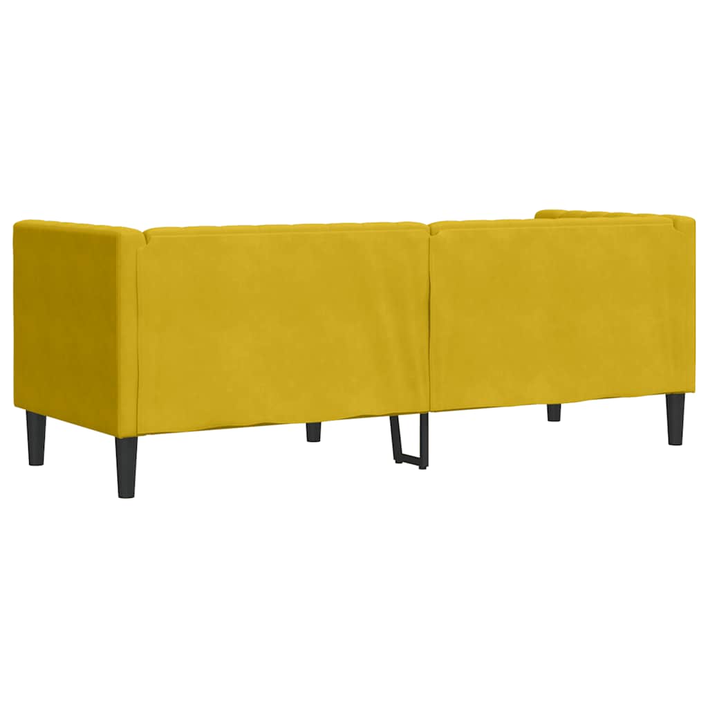 Divano Chesterfield con Rinforzi 3 Posti Giallo in Velluto | homemem39