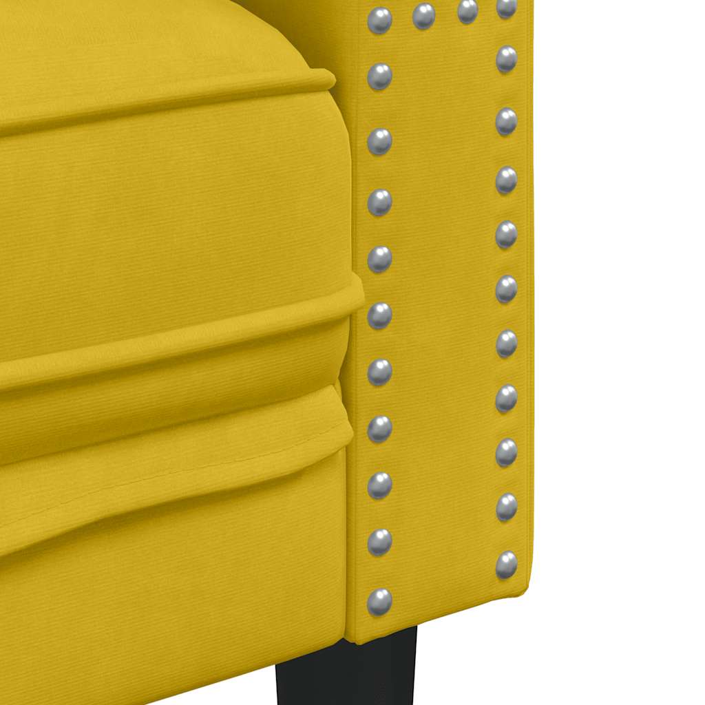Divano Chesterfield con Rinforzi 3 Posti Giallo in Velluto | homemem39