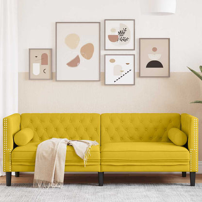 Divano Chesterfield con Rinforzi 3 Posti Giallo in Velluto | homemem39