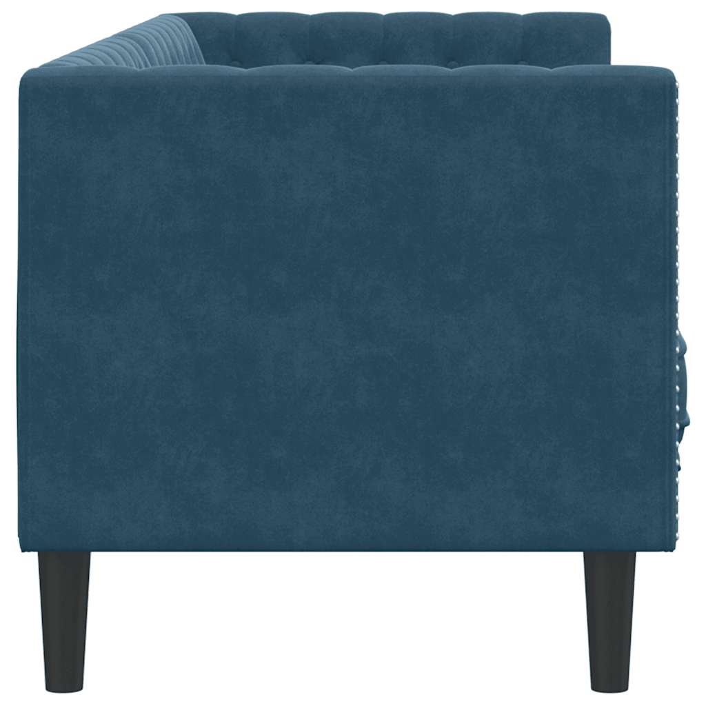 Divano Chesterfield con Rinforzi 3 Posti Blu in Velluto | homemem39