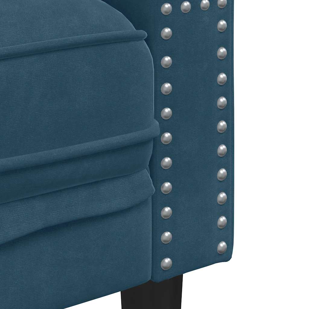 Divano Chesterfield con Rinforzi 3 Posti Blu in Velluto | homemem39