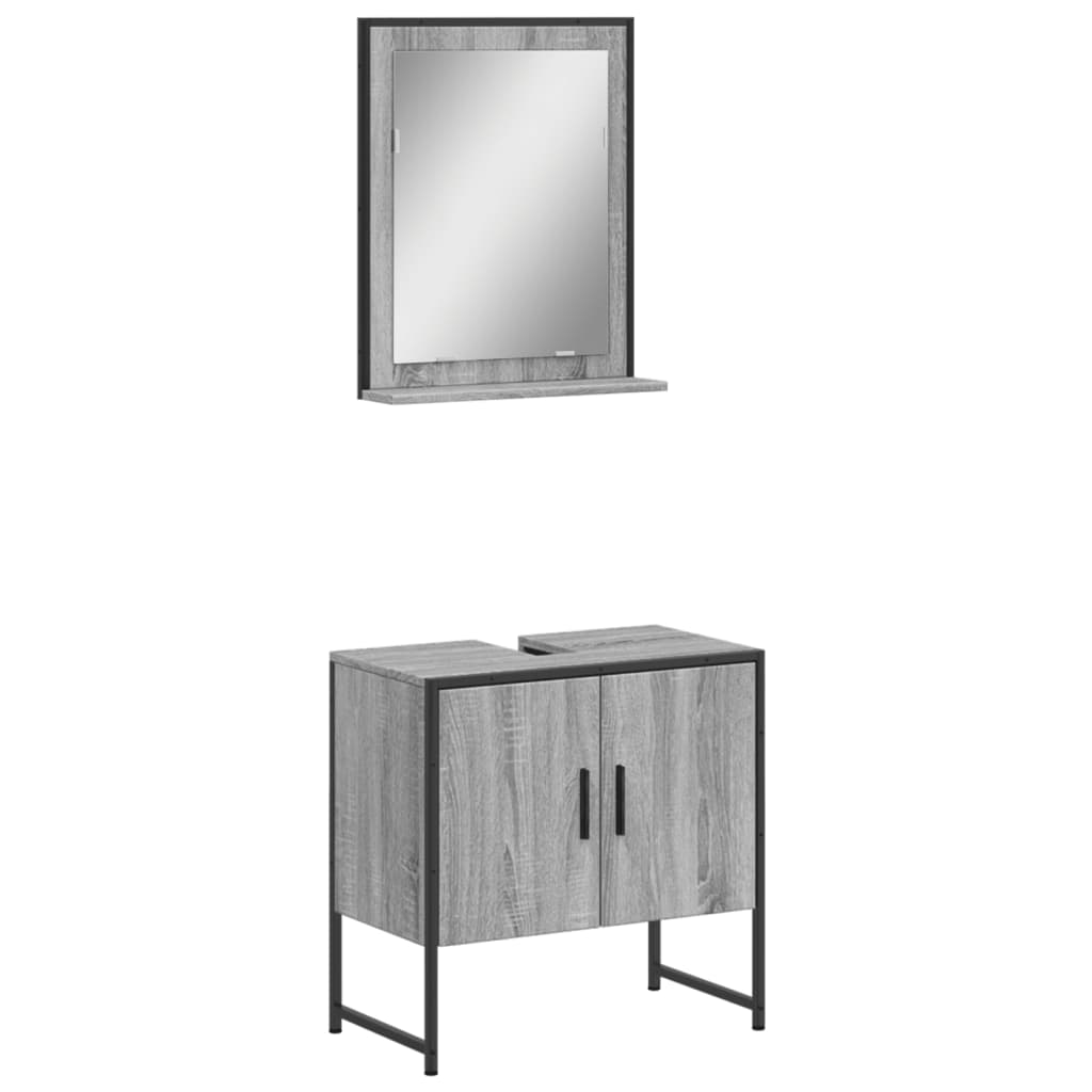 Set Mobili da Bagno 2 pz Grigio Sonoma in Legno Multistrato | homemem39