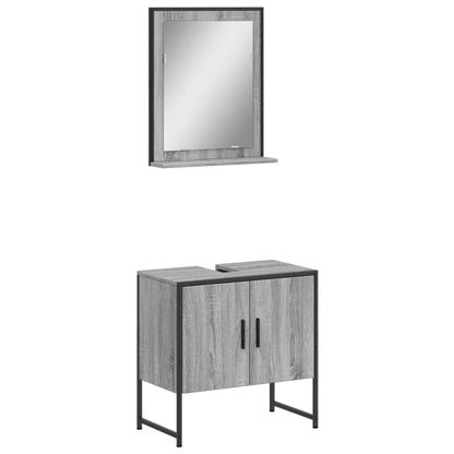 Set Mobili da Bagno 2 pz Grigio Sonoma in Legno Multistrato | homemem39