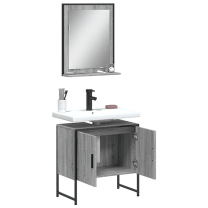 Set Mobili da Bagno 2 pz Grigio Sonoma in Legno Multistrato