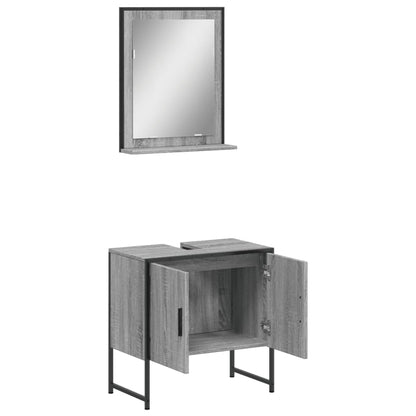 Set Mobili da Bagno 2 pz Grigio Sonoma in Legno Multistrato | homemem39