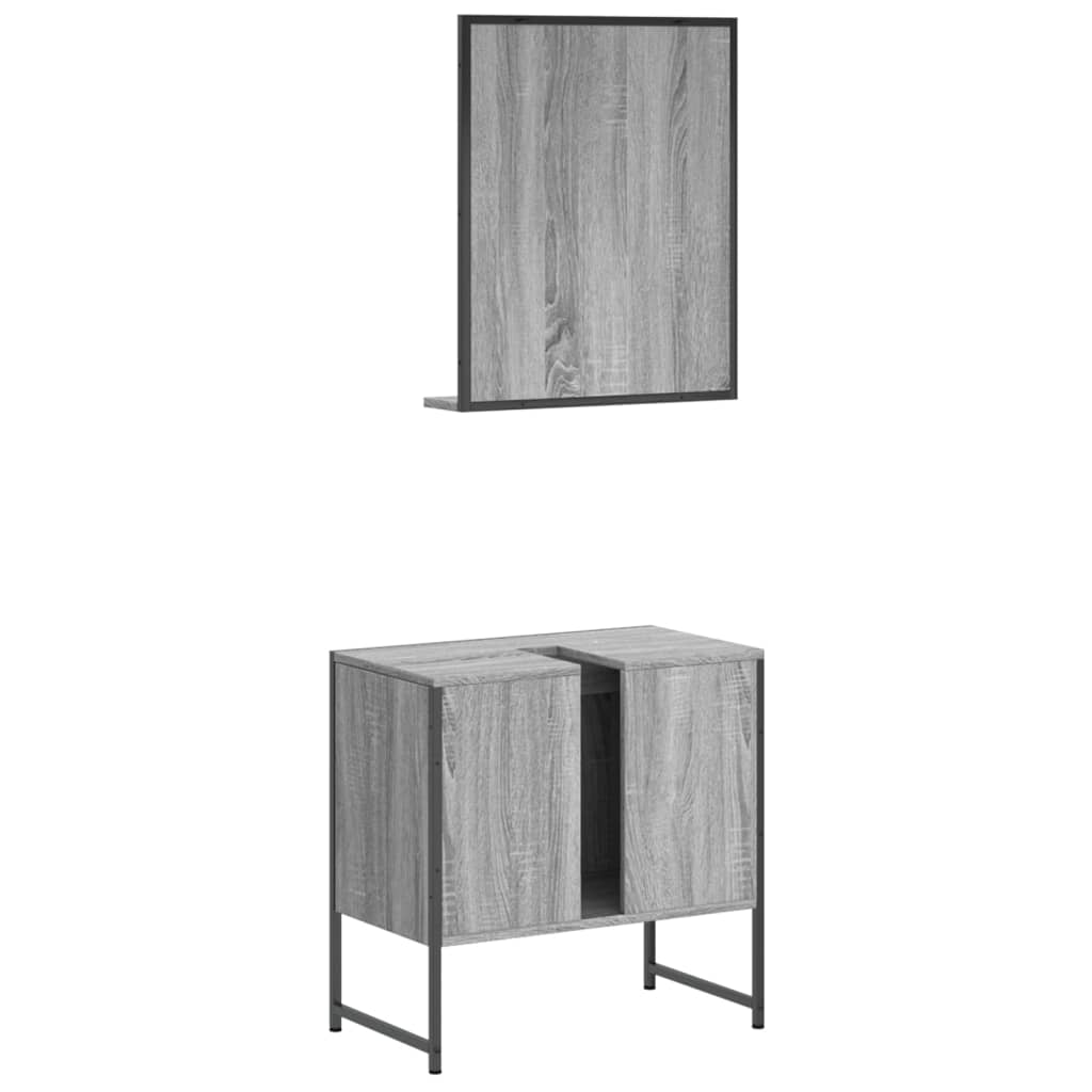 Set Mobili da Bagno 2 pz Grigio Sonoma in Legno Multistrato | homemem39