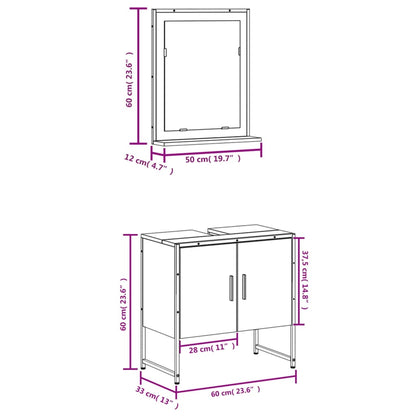 Set Mobili da Bagno 2 pz Grigio Sonoma in Legno Multistrato | homemem39