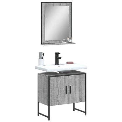 Set Mobili da Bagno 2 pz Grigio Sonoma in Legno Multistrato | homemem39