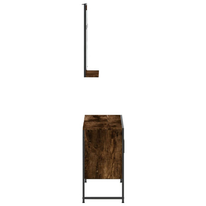 Set Mobili da Bagno 2 pz Rovere Fumo in Legno Multistrato | homemem39