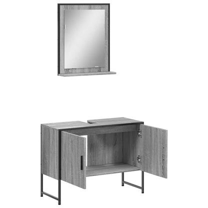 Set Mobili da Bagno 2 pz Grigio Sonoma in Legno Multistrato | homemem39