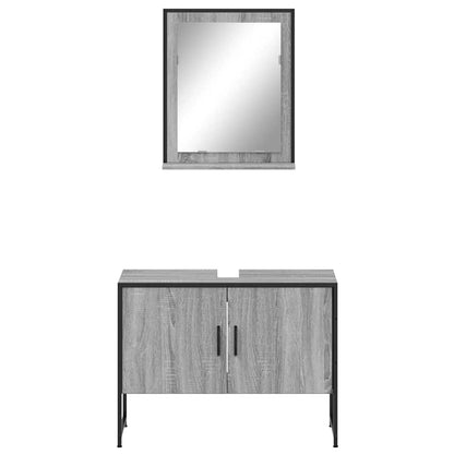 Set Mobili da Bagno 2 pz Grigio Sonoma in Legno Multistrato | homemem39