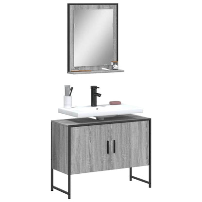 Set Mobili da Bagno 2 pz Grigio Sonoma in Legno Multistrato | homemem39