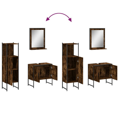 Set Mobili da Bagno 3 pz Rovere Fumo in Legno Multistrato | homemem39