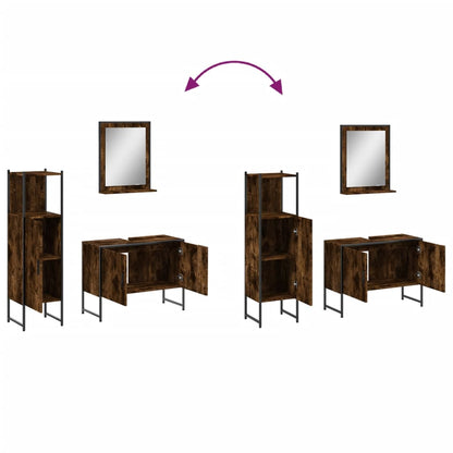 Set Mobili da Bagno 3 pz Rovere Fumo in Legno Multistrato | homemem39