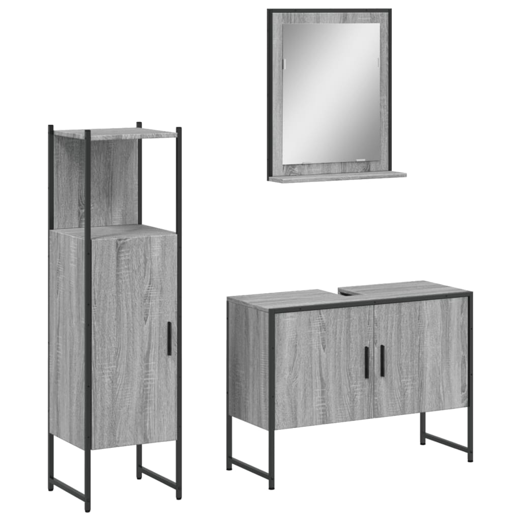 Set Mobili da Bagno 3 pz in legno multistrato
