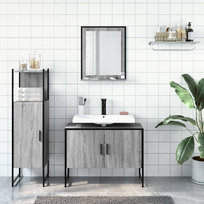 Set Mobili da Bagno 3 pz Grigio Sonoma in Legno Multistrato | homemem39