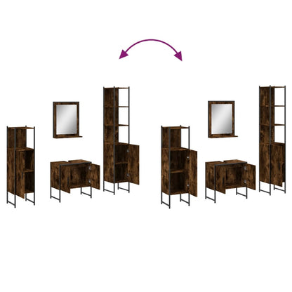 Set Mobili da Bagno 4 pz Rovere Fumo in Legno Multistrato | homemem39