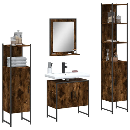 Set Mobili da Bagno 4 pz Rovere Fumo in Legno Multistrato | homemem39