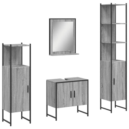 Set Mobili da Bagno 4 pz Grigio Sonoma in Legno Multistrato | homemem39