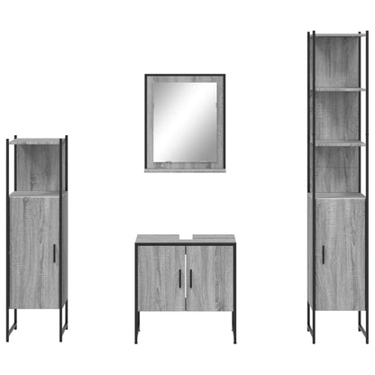 Set Mobili da Bagno 4 pz Grigio Sonoma in Legno Multistrato | homemem39