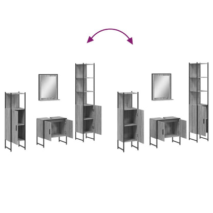 Set Mobili da Bagno 4 pz Grigio Sonoma in Legno Multistrato | homemem39
