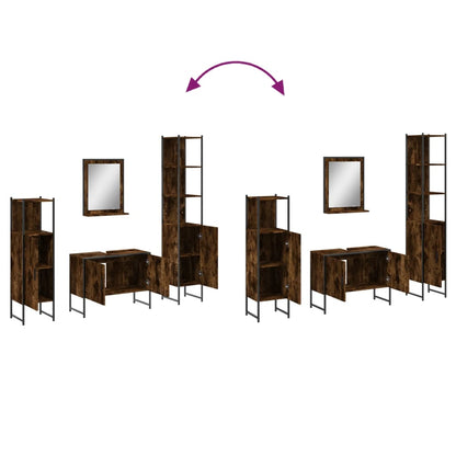 Set Mobili da Bagno 4 pz Rovere Fumo in Legno Multistrato | homemem39