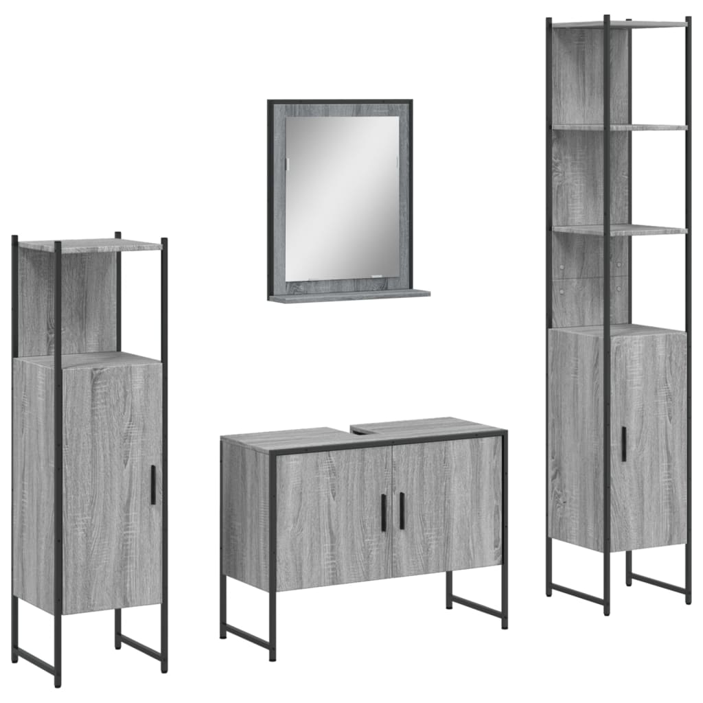 Set Mobili da Bagno 4 pz in legno multistrato