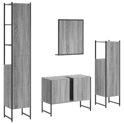Set Mobili da Bagno 4 pz Grigio Sonoma in Legno Multistrato | homemem39