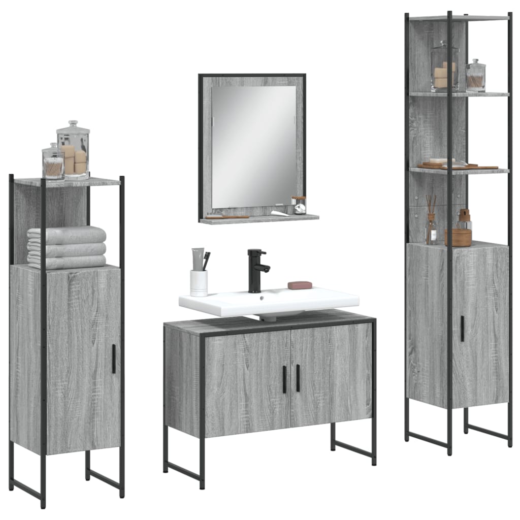Set Mobili da Bagno 4 pz in legno multistrato