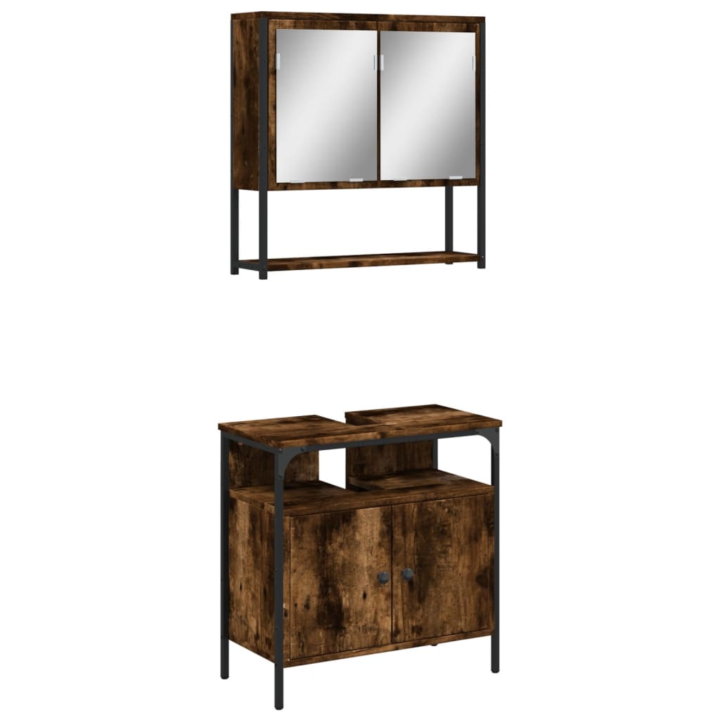 Set Mobili da Bagno 2 pz in legno multistrato