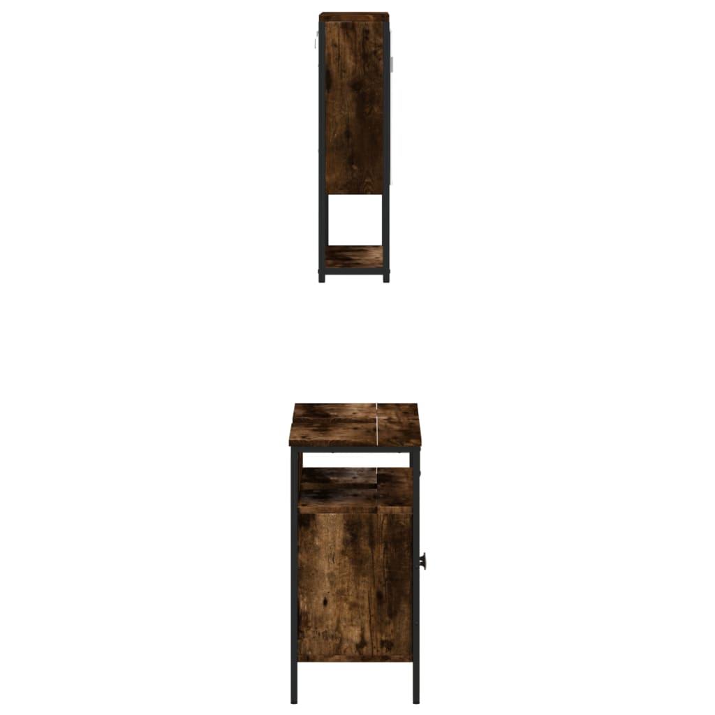 Set Mobili da Bagno 2 pz Rovere Fumo in Legno Multistrato | homemem39