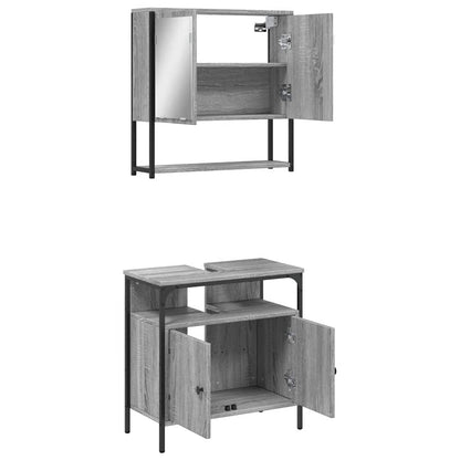 Set Mobili da Bagno 2 pz Grigio Sonoma in Legno Multistrato | homemem39