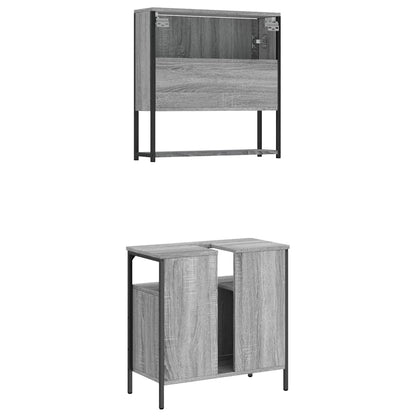 Set Mobili da Bagno 2 pz Grigio Sonoma in Legno Multistrato | homemem39