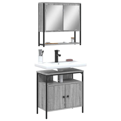 Set Mobili da Bagno 2 pz Grigio Sonoma in Legno Multistrato | homemem39