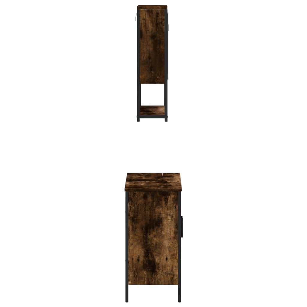 Set Mobili da Bagno 2 pz Rovere Fumo in Legno Multistrato | homemem39