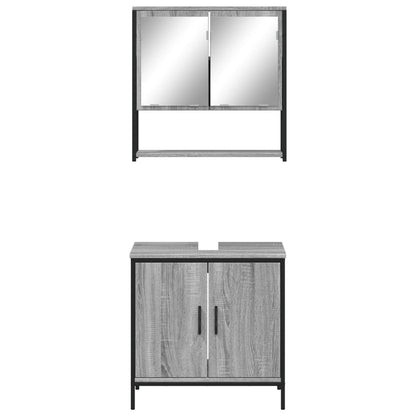 Set Mobili da Bagno 2 pz Grigio Sonoma in Legno Multistrato | homemem39