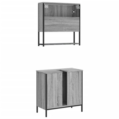 Set Mobili da Bagno 2 pz Grigio Sonoma in Legno Multistrato | homemem39