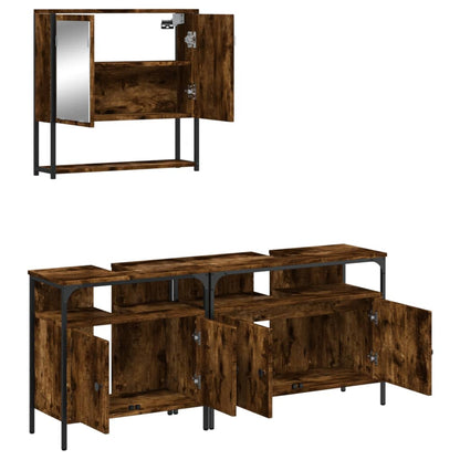 Set Mobili da Bagno 3 pz Rovere Fumo in Legno Multistrato | homemem39