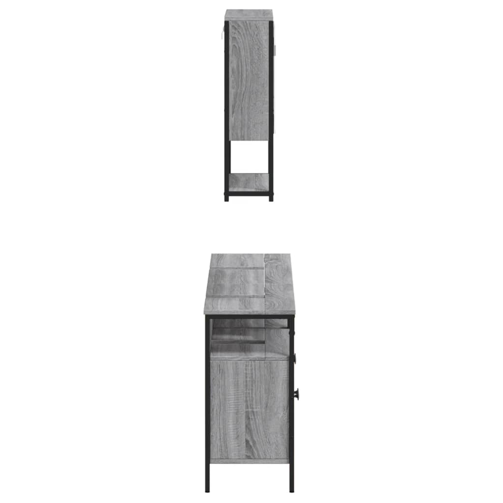 Set Mobili da Bagno 3 pz Grigio Sonoma in Legno Multistrato | homemem39