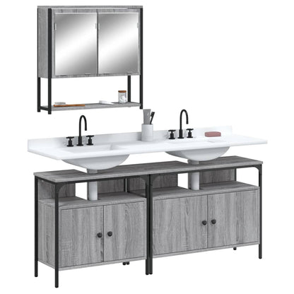 Set Mobili da Bagno 3 pz Grigio Sonoma in Legno Multistrato | homemem39
