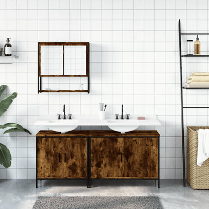 Set Mobili da Bagno 3 pz Rovere Fumo in Legno Multistrato | homemem39