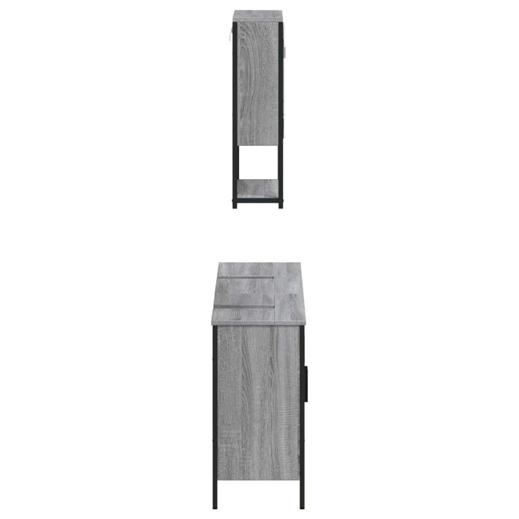 Set Mobili da Bagno 3 pz Grigio Sonoma in Legno Multistrato