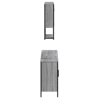 Set Mobili da Bagno 3 pz Grigio Sonoma in Legno Multistrato