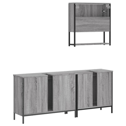 Set Mobili da Bagno 3 pz Grigio Sonoma in Legno Multistrato | homemem39