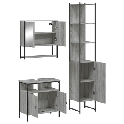 Set Mobili da Bagno 3 pz Grigio Sonoma in Legno Multistrato | homemem39