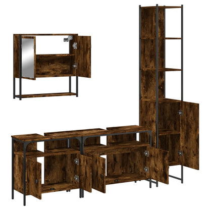Set Mobili da Bagno 4 pz Rovere Fumo in Legno Multistrato | homemem39