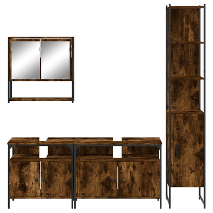 Set Mobili da Bagno 4 pz Rovere Fumo in Legno Multistrato | homemem39