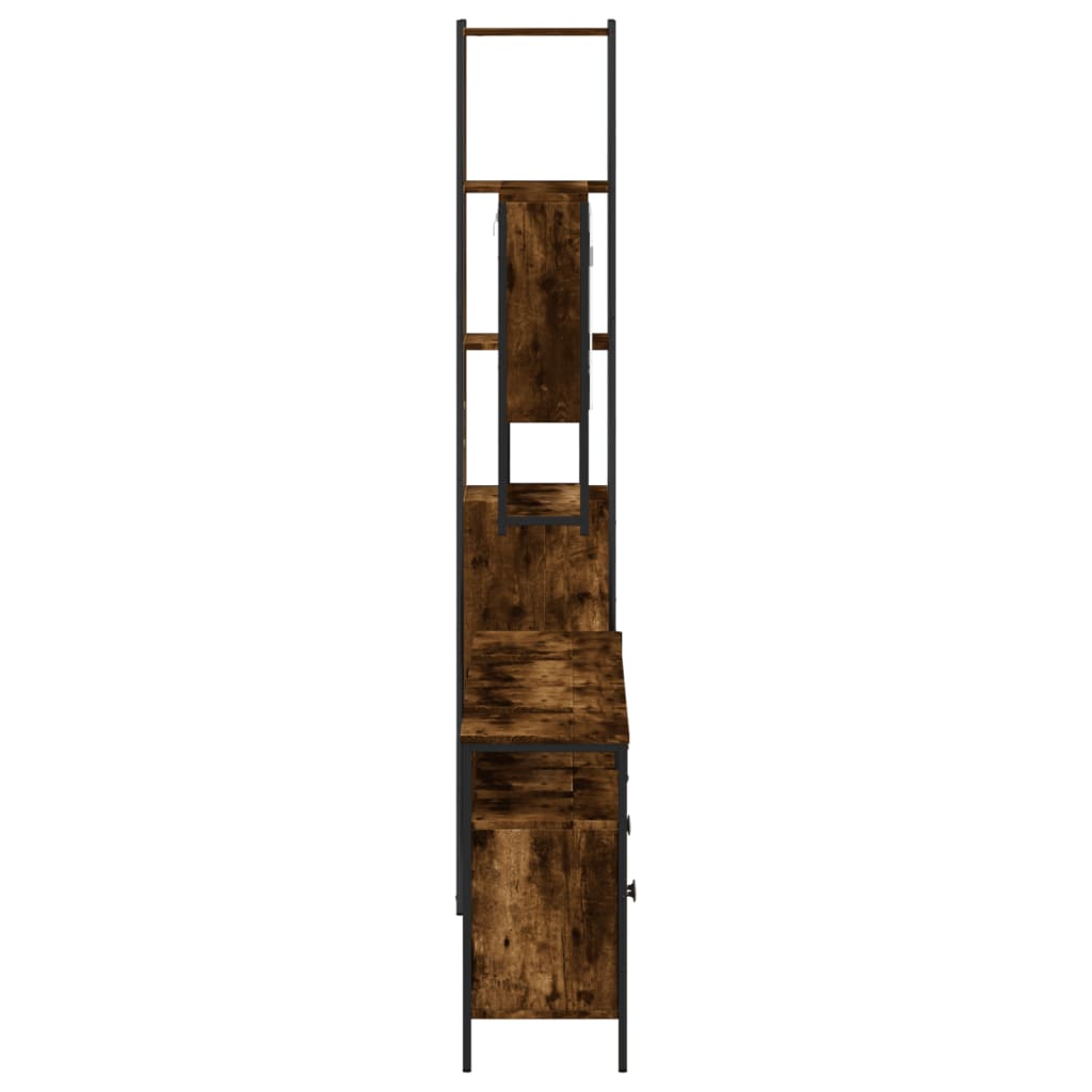 Set Mobili da Bagno 4 pz Rovere Fumo in Legno Multistrato | homemem39