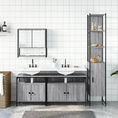 Set Mobili da Bagno 4 pz Grigio Sonoma in Legno Multistrato | homemem39