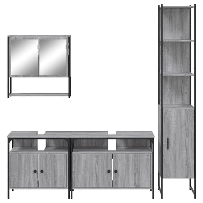 Set Mobili da Bagno 4 pz Grigio Sonoma in Legno Multistrato | homemem39